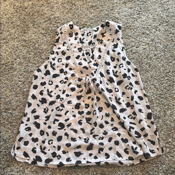 Collective Concepts Black and White Leopard Print Blouse - Picture 1 of 1
